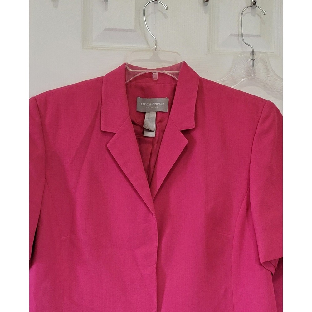 Liz Claiborne Collection Pink Skirt Suit Set Short Sleeve Faux Wrap Skirt 16 - Picture 9 of 14